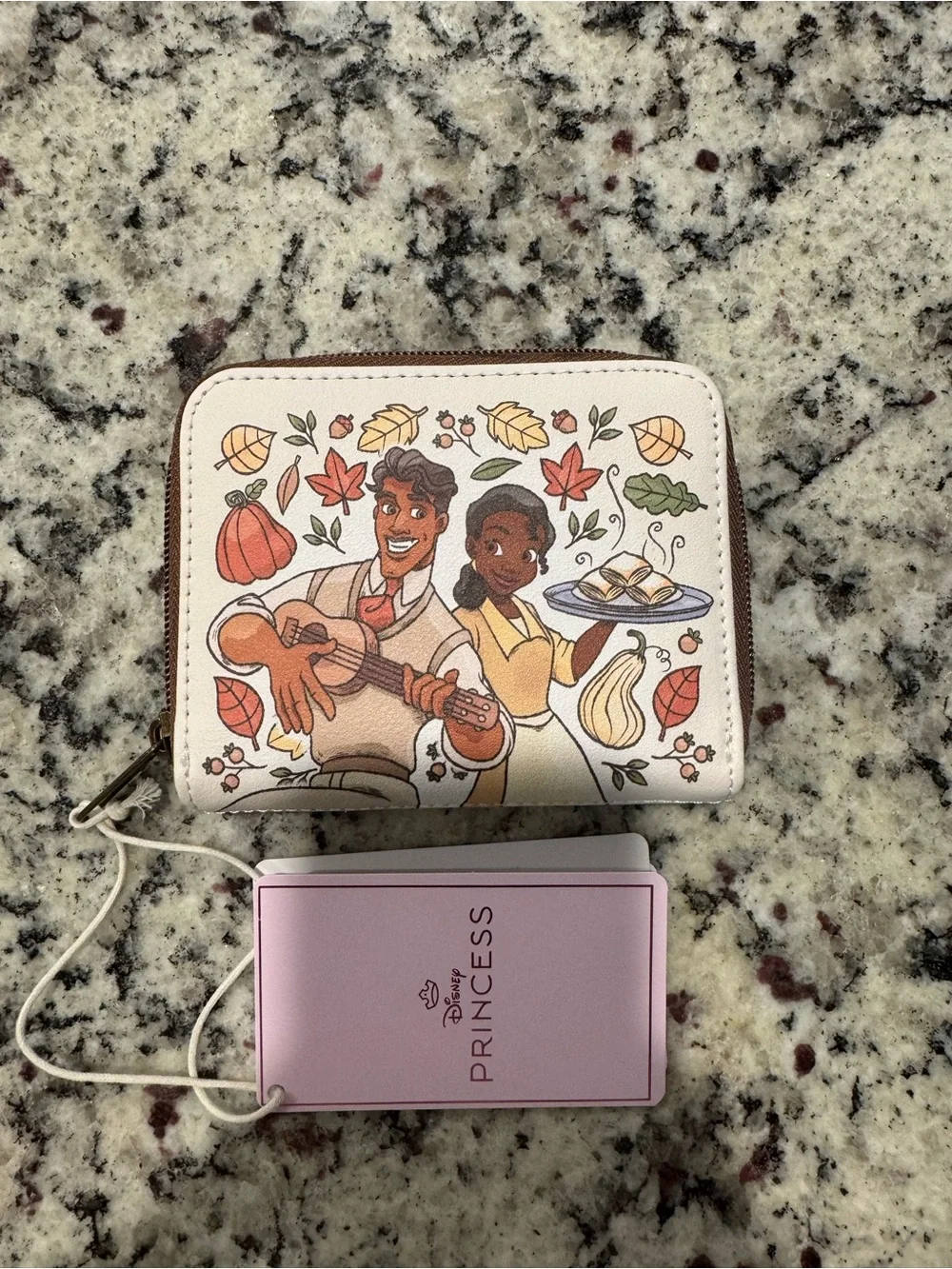 Disney Princess and the Frog Loungefly Fall Harvest Zip Wallet - Pumpkin Print